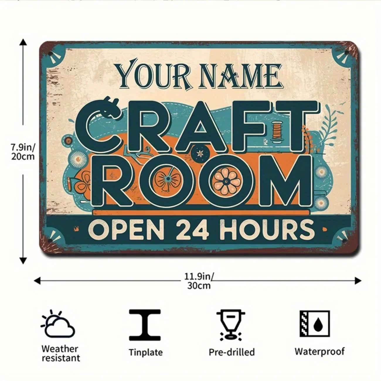 Art Craft Quotes - Personalisiertes Vintage Metall-Handwerksraum-Schild, Motivierendes Zitat Wandkunst