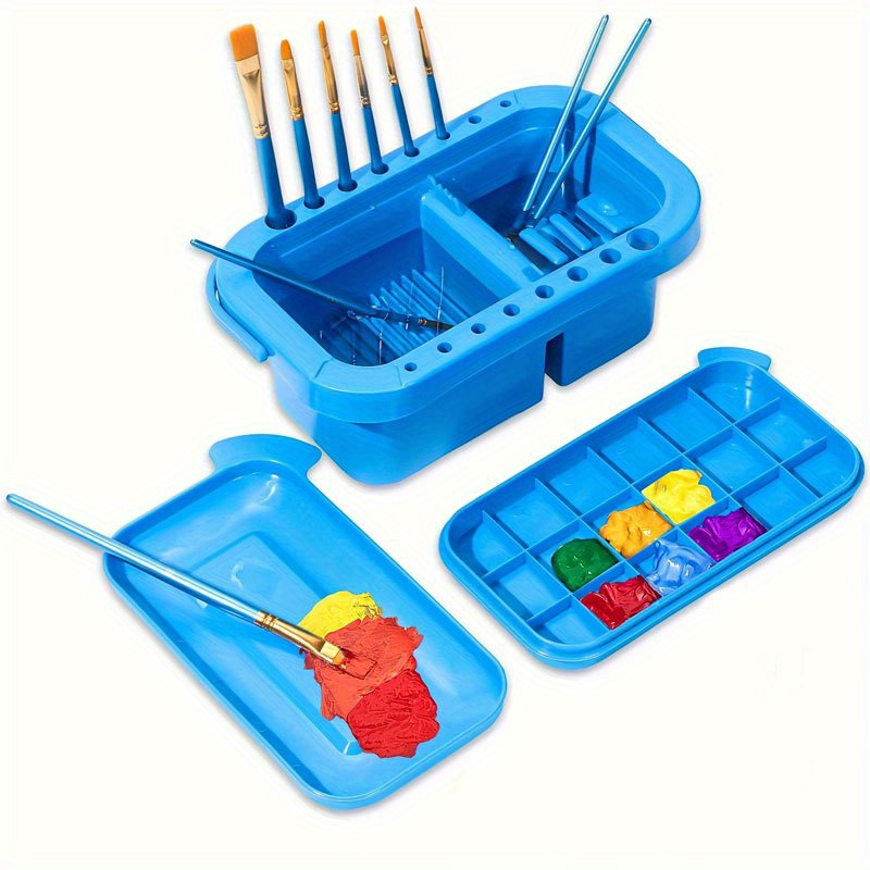 Gouache Paint Set - 3-in-1 Pinselreinigungsbecken mit Palette & Deckel,