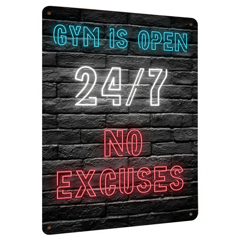 Art Craft Quotes - Gym 24 7, offene Metall-Wandkunst mit