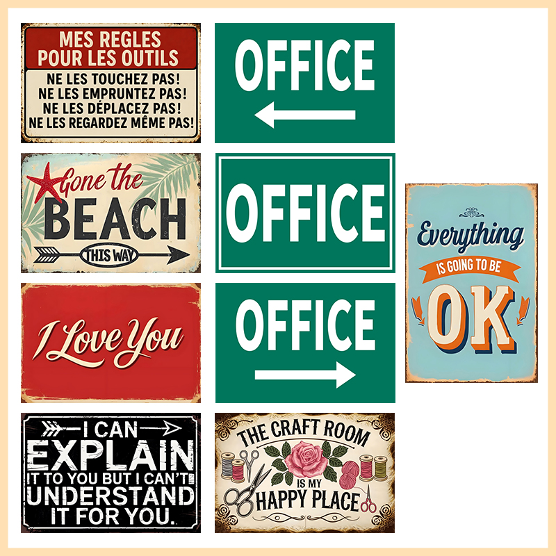 Art Craft Quotes - Vintage Büro- & Bastelraum Metallschild, Retro