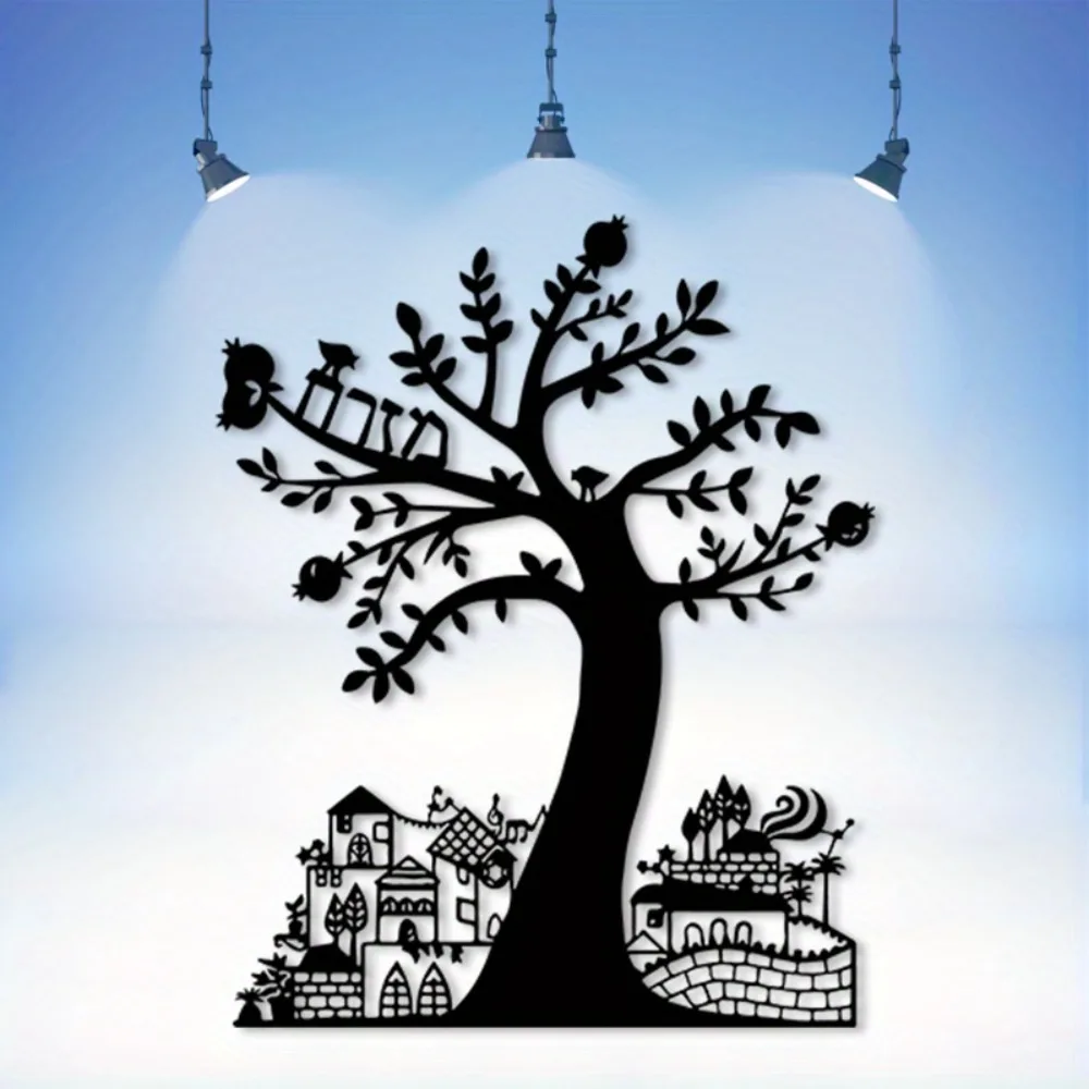 Art Craft And - CIFBUY Metall-Wandkunst Granatapfelbaum Jerusalem Schild Eisenkunst