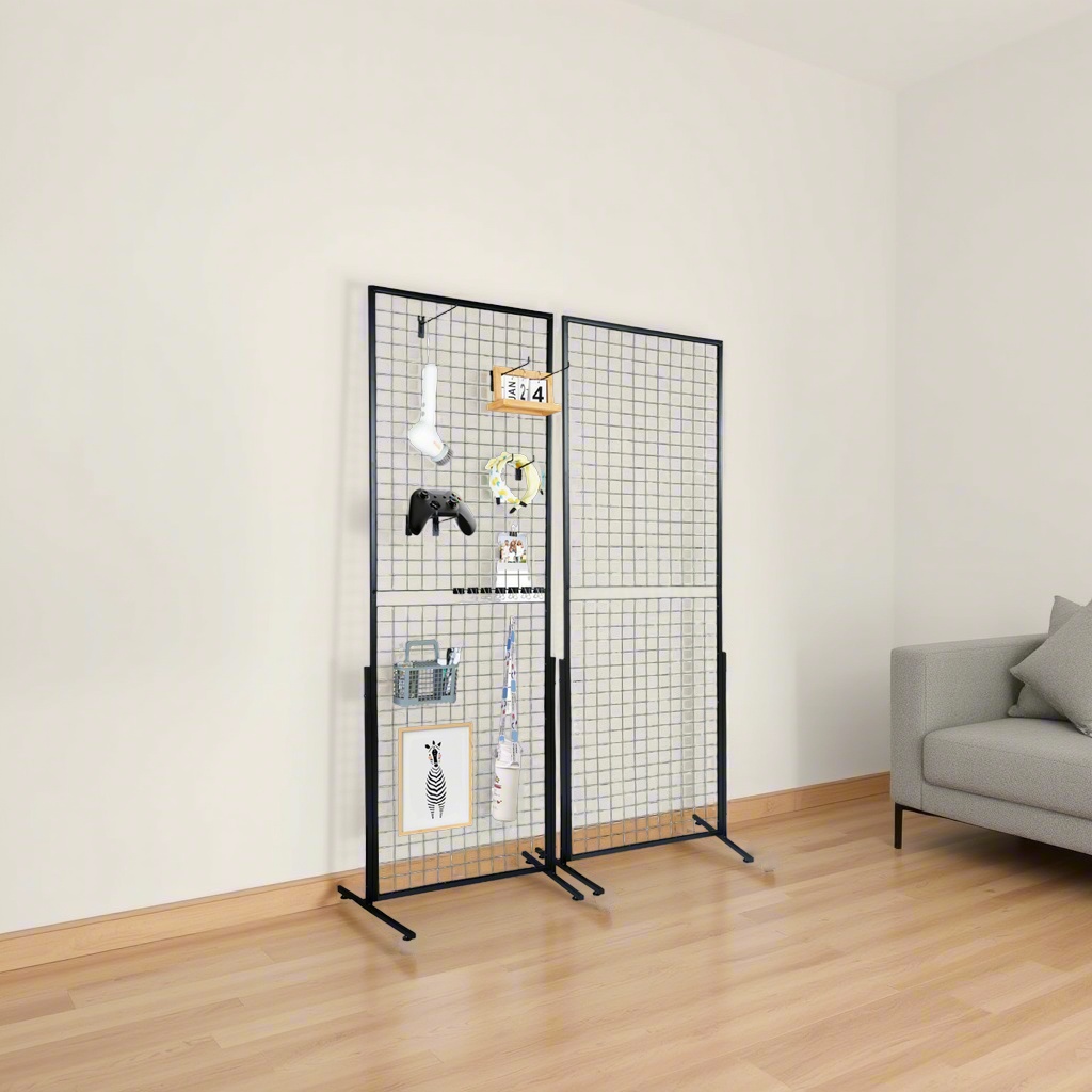 Art Craft Show - Doppelseitiges Gitterwand-Display-Regal, tragbares Drahtgitter-Lagerregal mit Haken,