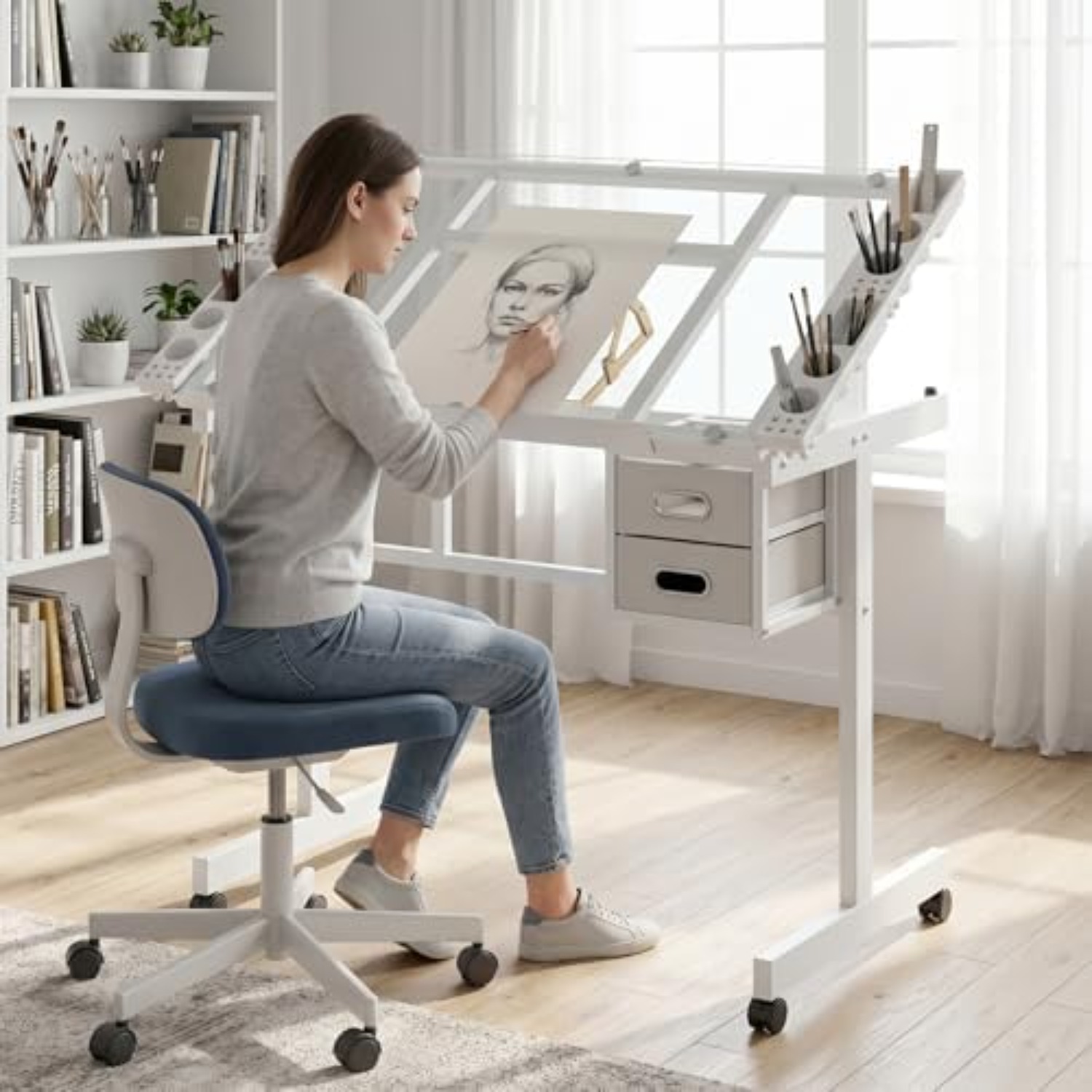 Art Craft And - Rollbarer Zeichentisch, Mal- und Basteltisch mit