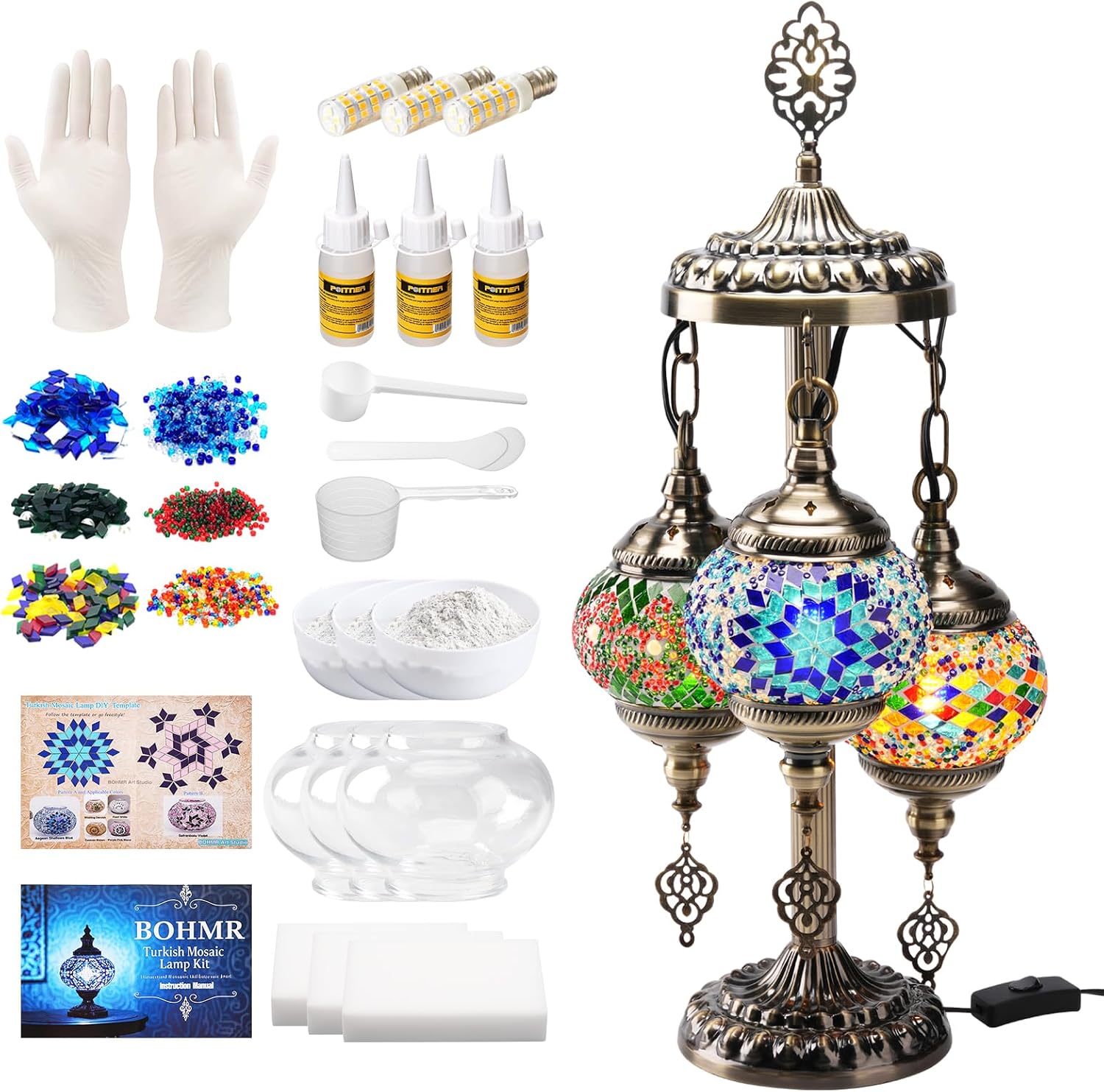 Art Craft And - DIY 3-Kugel Türkisches Mosaik-Lampen-Set, 23 Zoll