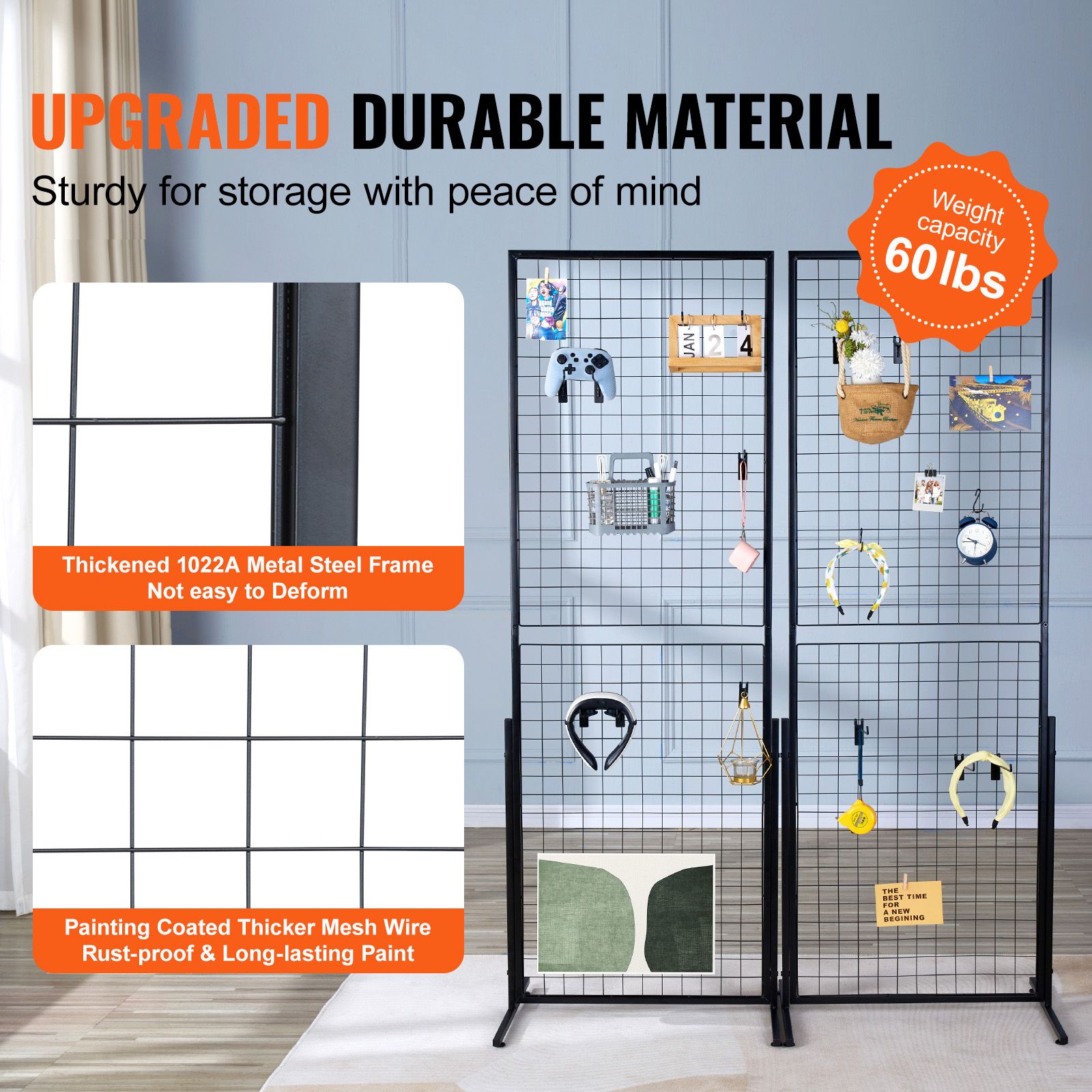 Art Craft Show - 2' x 5,6' Gitterwandpaneele, 2er-Pack Drahtgitterwand-Displayständer