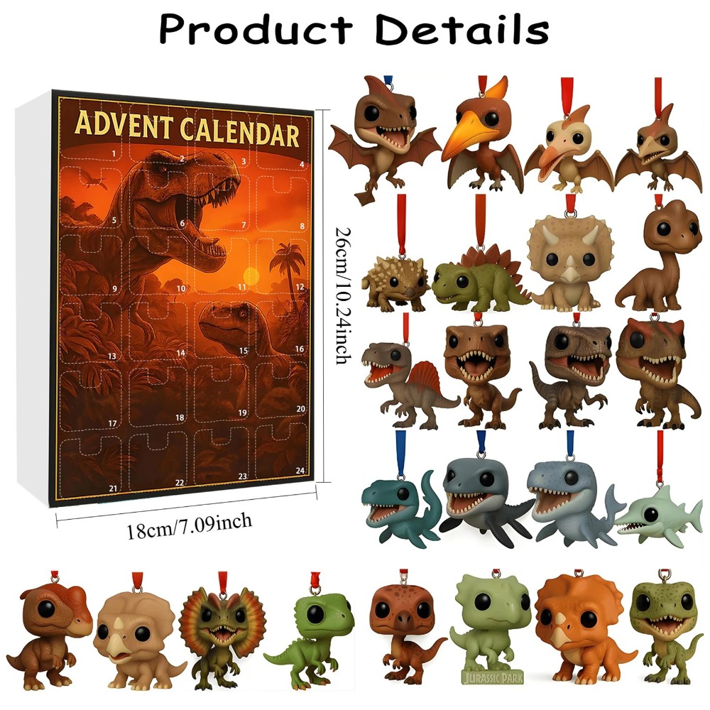 Art Craft Dinosaur - Dinosaurier-Park-Weihnachts-Countdown-Kalender mit 24 Überraschungsfiguren, Weihnachts-Adventskalender für