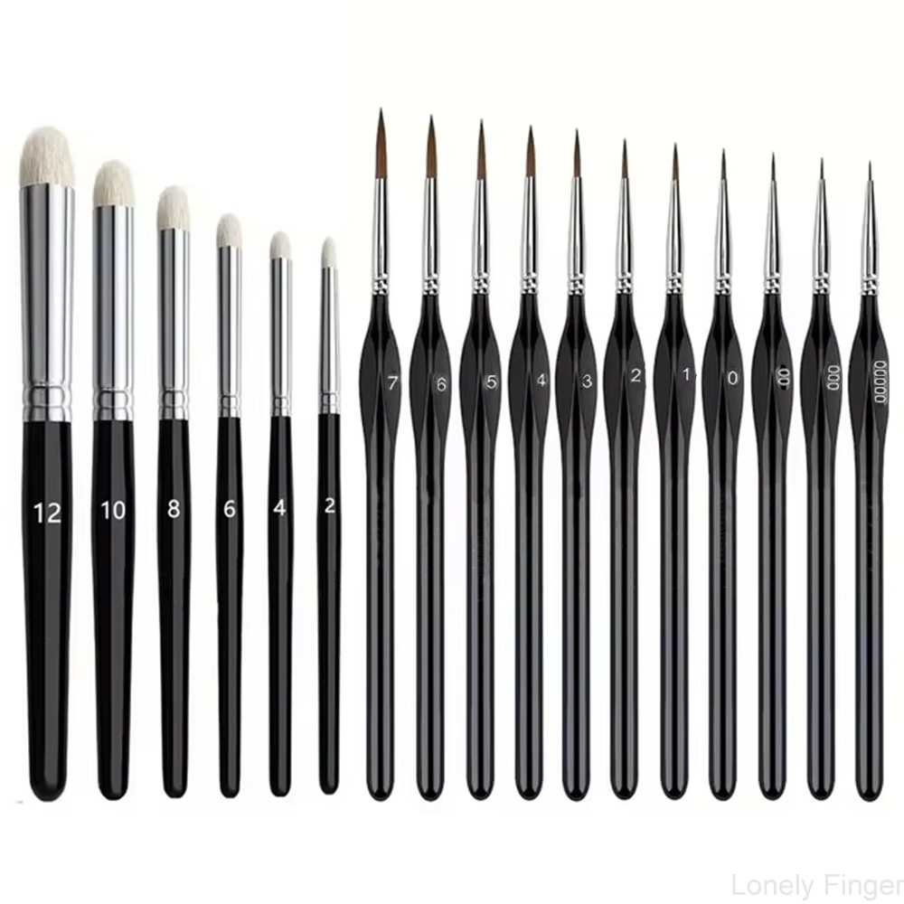 Gouache Paint Set - Miniatur-Trockenpinsel-Set, 1/3/6/11/17-teiliges Trockenpinsel mit Holzgriff, feine