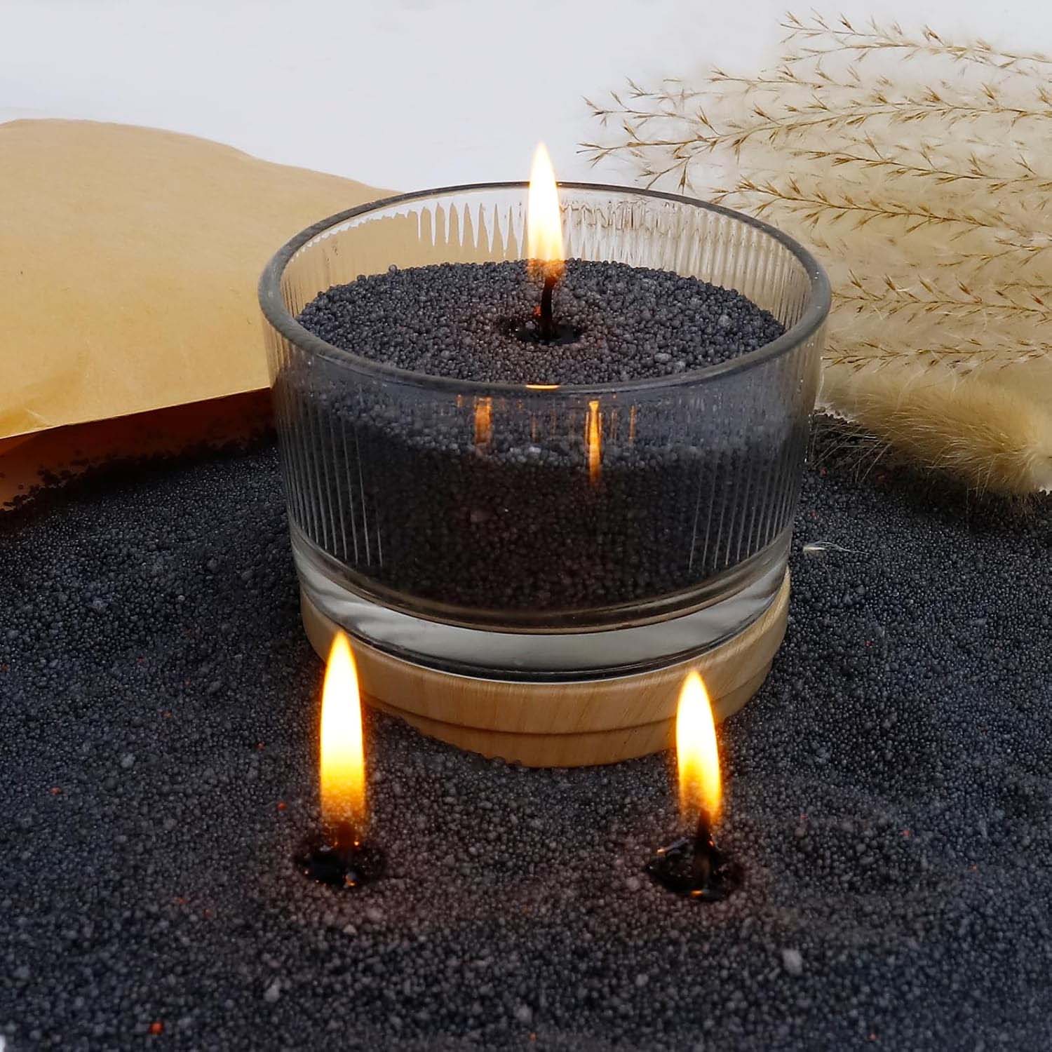 Candle Making Wax - Schwarzer Kerzensand mit Docht, 200g mit