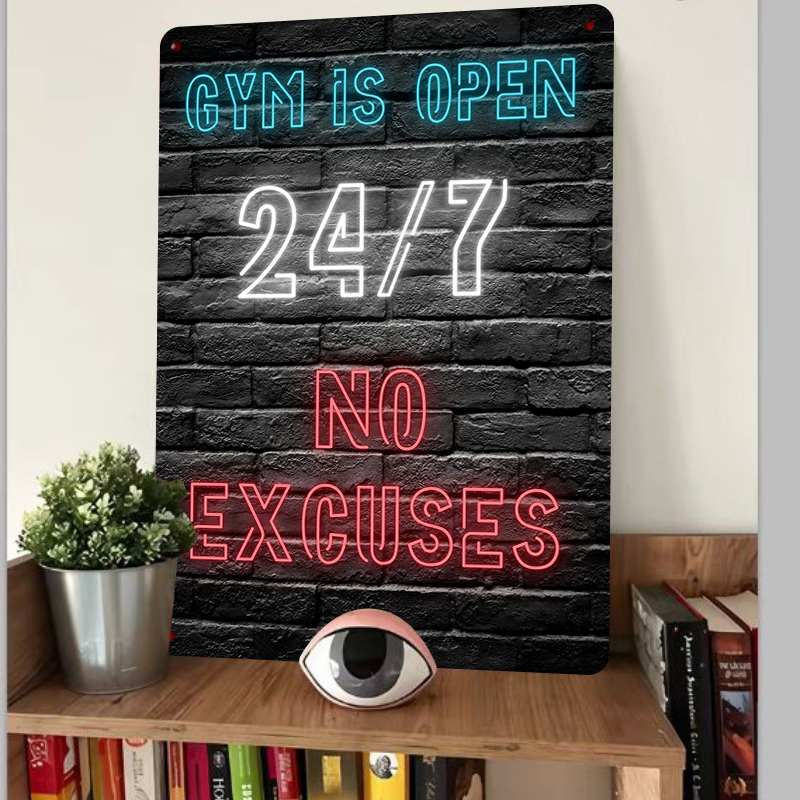 Gym 24 7, offene Metall-Wandku – Art Craft Quotes Bewertung und Preis