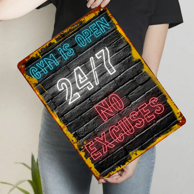 Gym 24 7, offene Metall-Wandku – Art Craft Quotes Bewertung und Preis