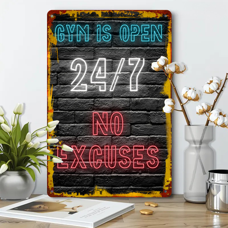 Gym 24 7, offene Metall-Wandku – Art Craft Quotes Bewertung und Preis