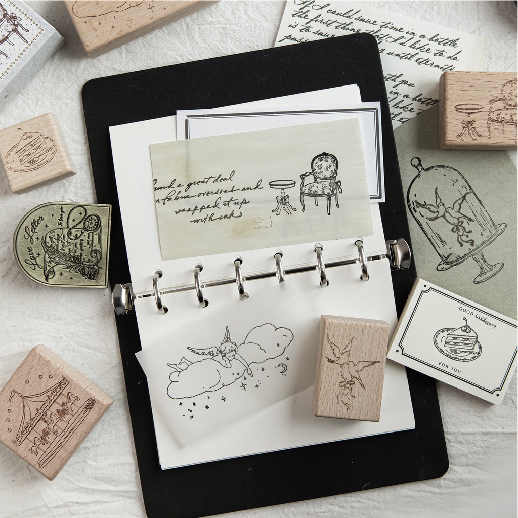 Vintage Holzstempel mit Cartoo – Art Craft Notebook Bewertung und Preis