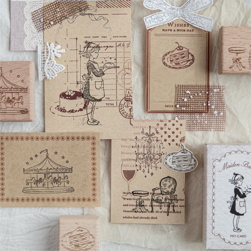 Vintage Holzstempel mit Cartoo – Art Craft Notebook Bewertung und Preis